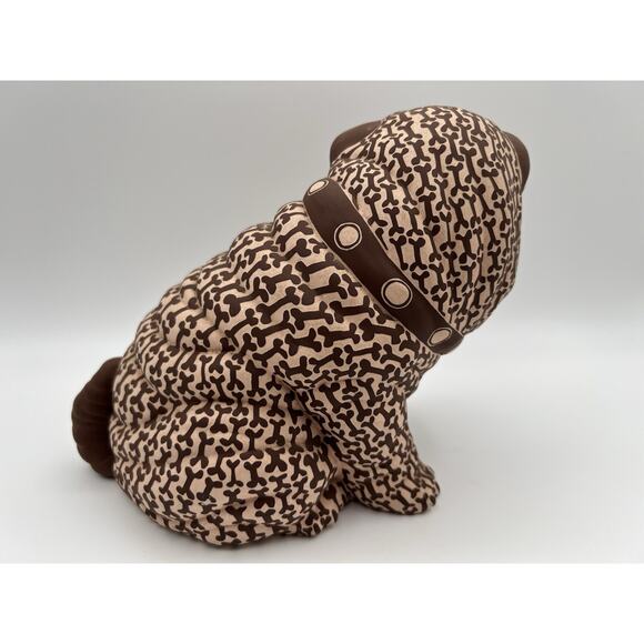 Carved Ceramic Bulldog Puppy Figurine with Brown Dog Biscuit Pattern 7” Signed - Picture 8 of 13